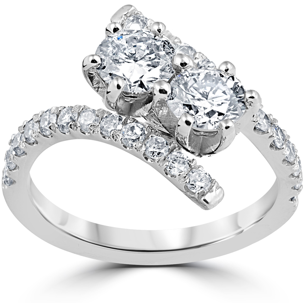 1 cttw Diamond 2 Stone Forever Us Engagement Anniversary Ring 14k White Gold (I-J, I1)