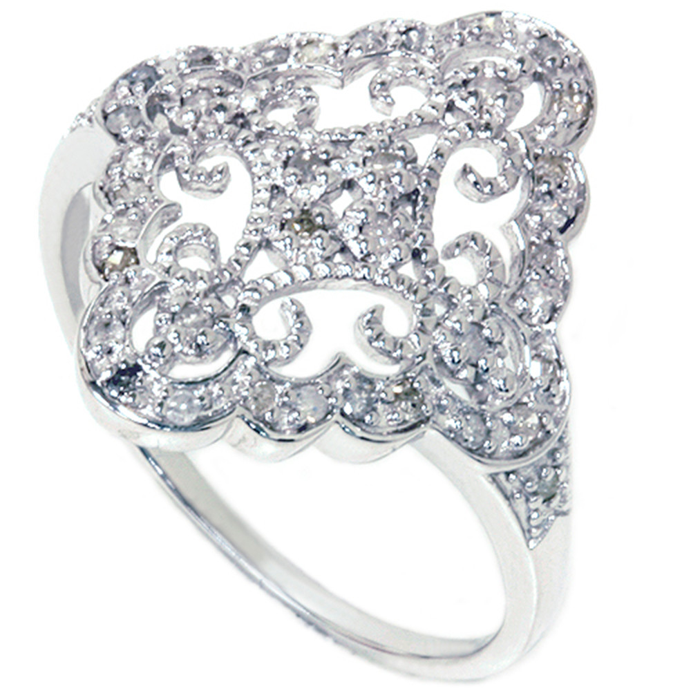 1/5ct Vintage Diamond Ring 10K White Gold (G-H, I2-I3)
