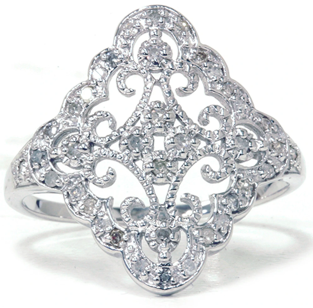 1/5ct Vintage Diamond Ring 10K White Gold (G-H, I2-I3)
