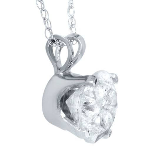 1 1/2ct Solitaire Diamond Pendant Necklace & 18" Chain Round Cut (D-E, I1)