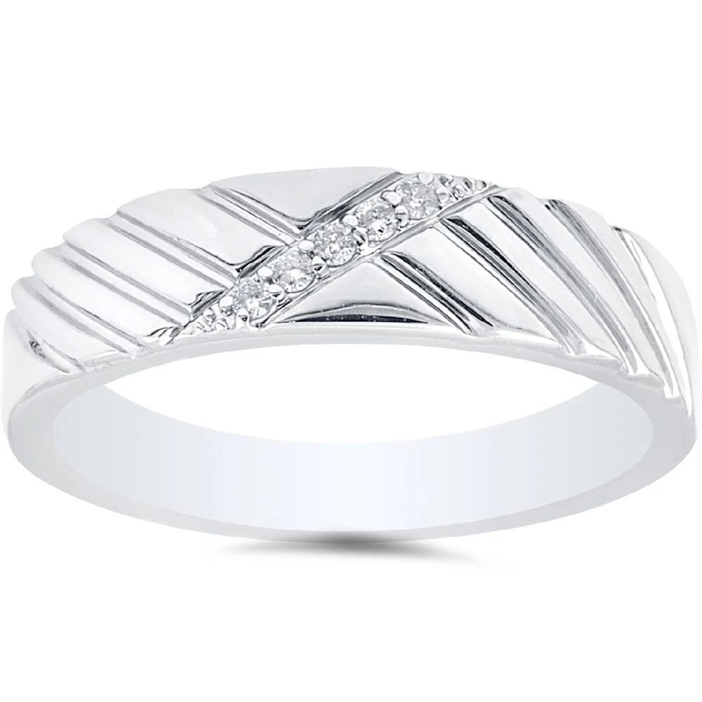 Mens Diamond 14K White Gold Wedding Ring (G-H, I1)
