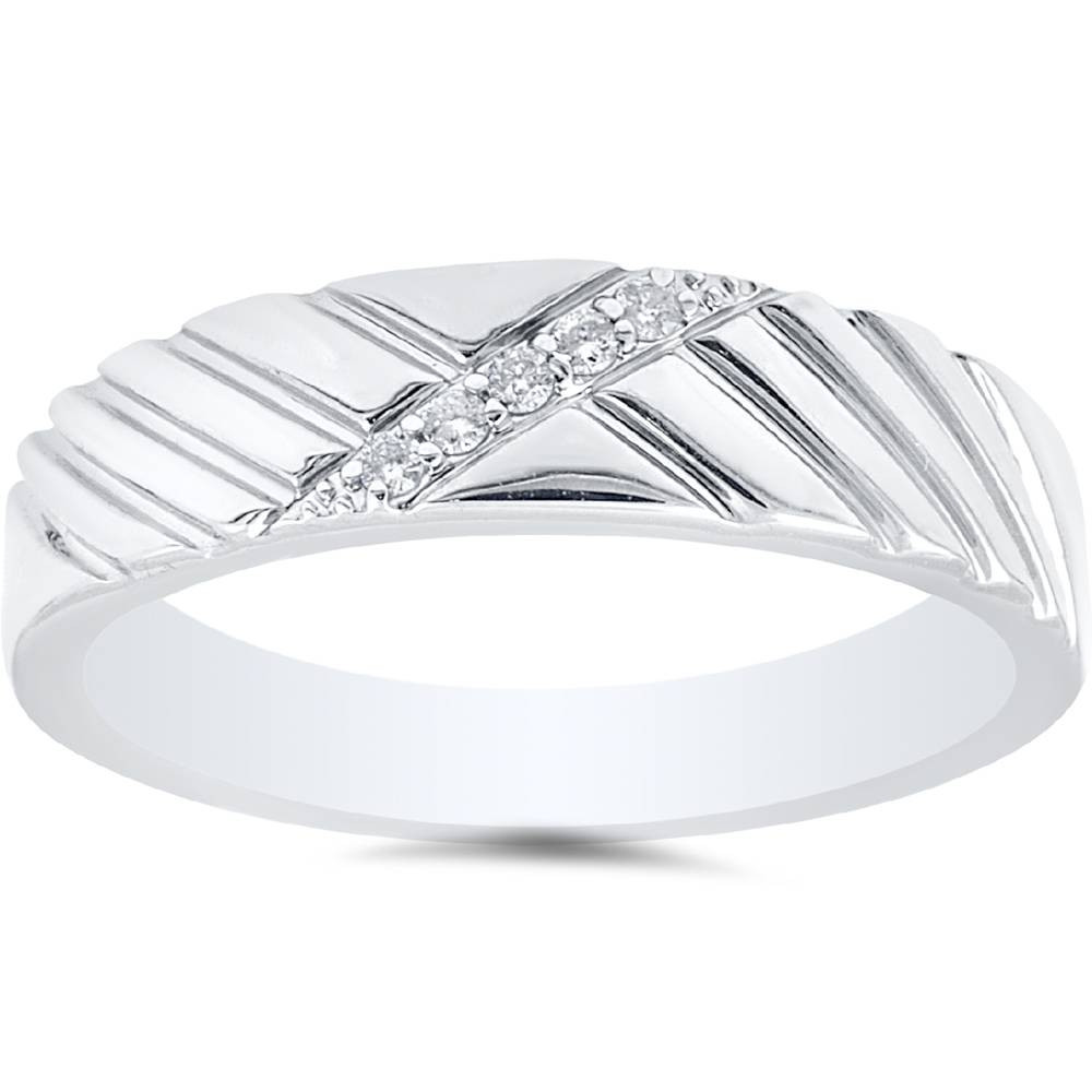Mens Diamond 14K White Gold Wedding Ring (G-H, I1)