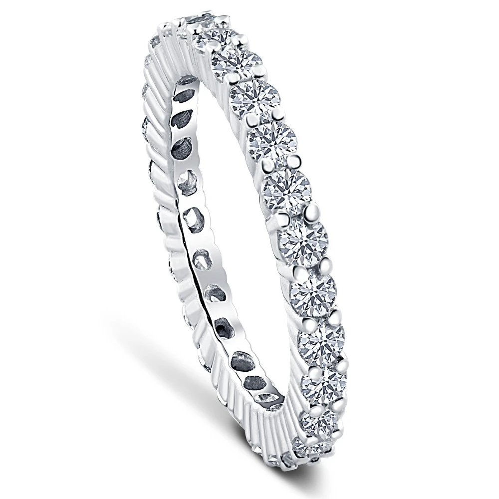 1ct Prong Lab Grown Diamond Eternity Wedding Stackable Ring 14K White Gold (G-H, VS)