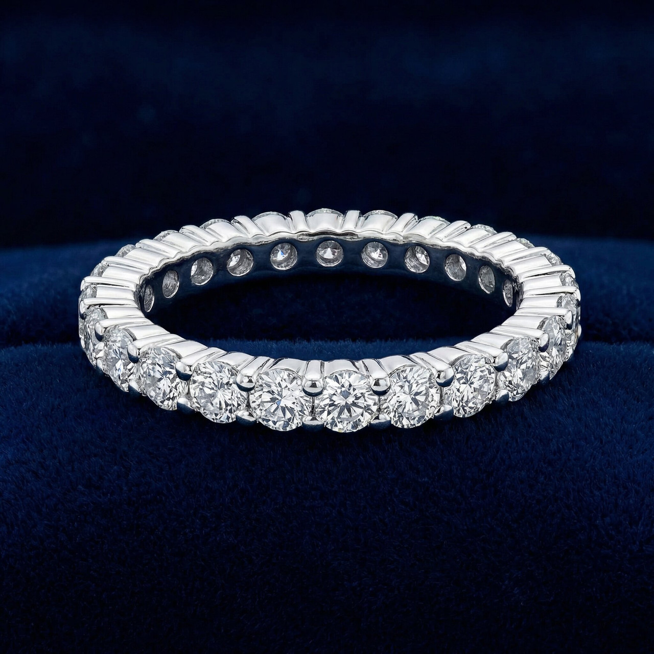 1ct Prong Lab Grown Diamond Eternity Wedding Stackable Ring 14K White Gold (G-H, VS)