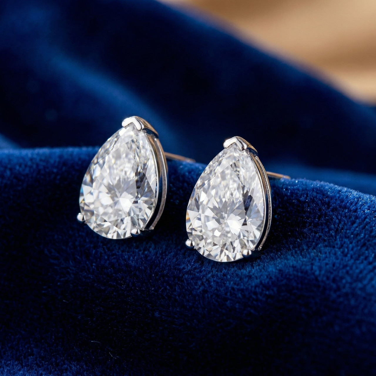 2 Ct Lab Grown Pear Shape Diamond Studs 14k White Gold Earrings (G-H, VS)