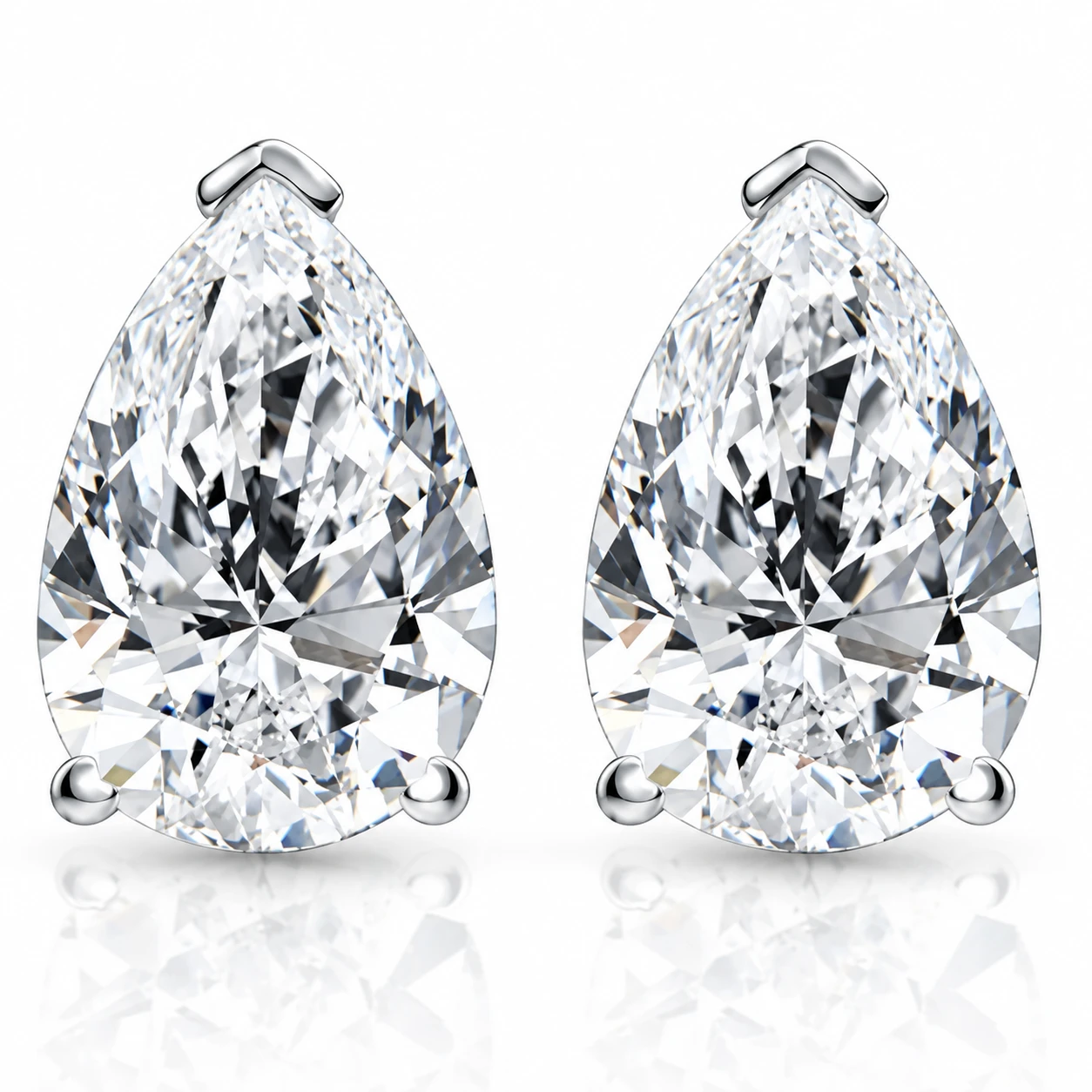 2 Ct Lab Grown Pear Shape Diamond Studs 14k White Gold Earrings (G-H, VS)