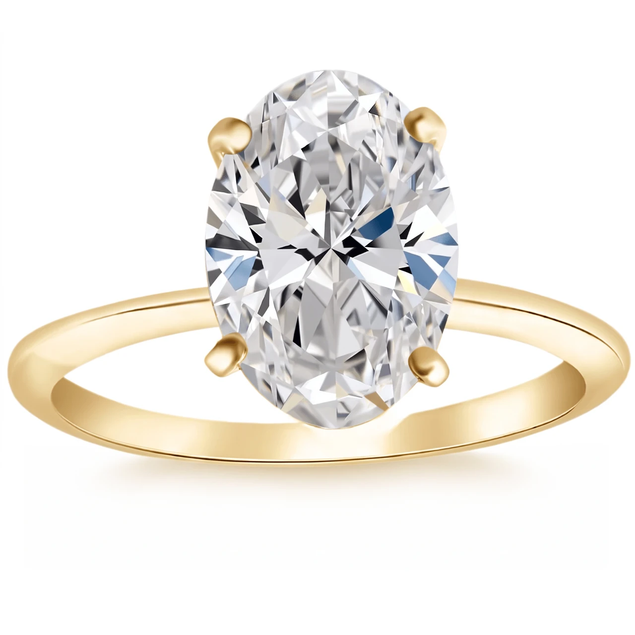 Certified 2Ct Oval Diamond Solitaire Thin Engagement Ring Gold Lab Grown (E-F, VS)