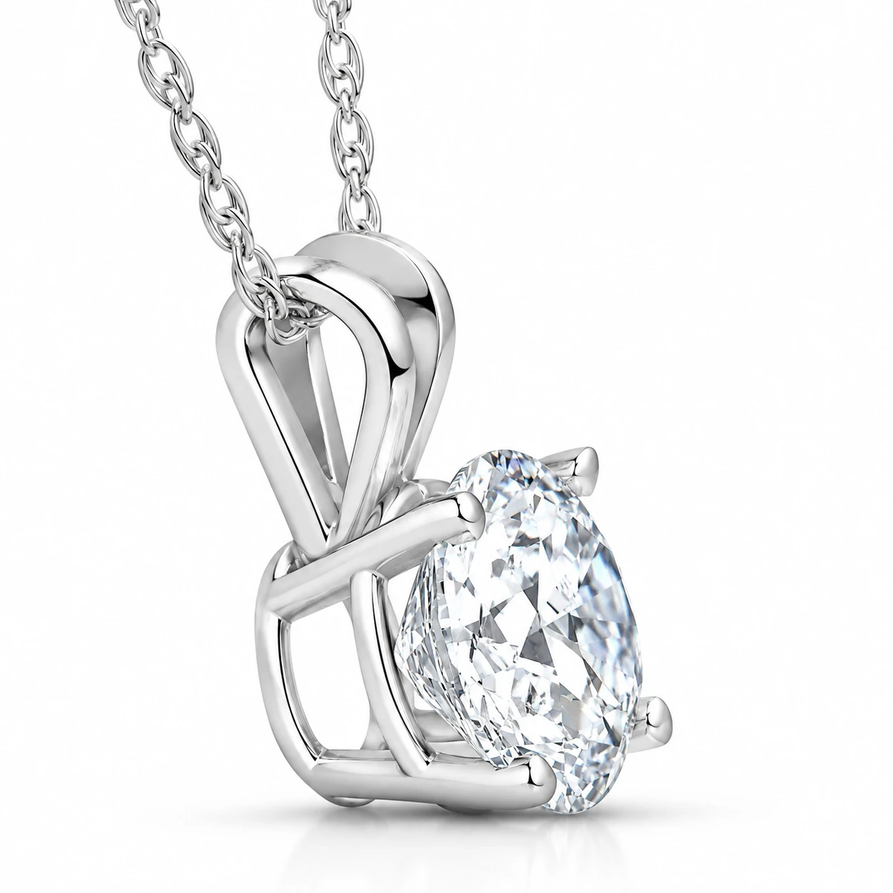 Certified 1Ct Round Diamond Solitaire Pendant Gold Necklace Lab Grown (F-G, VS)