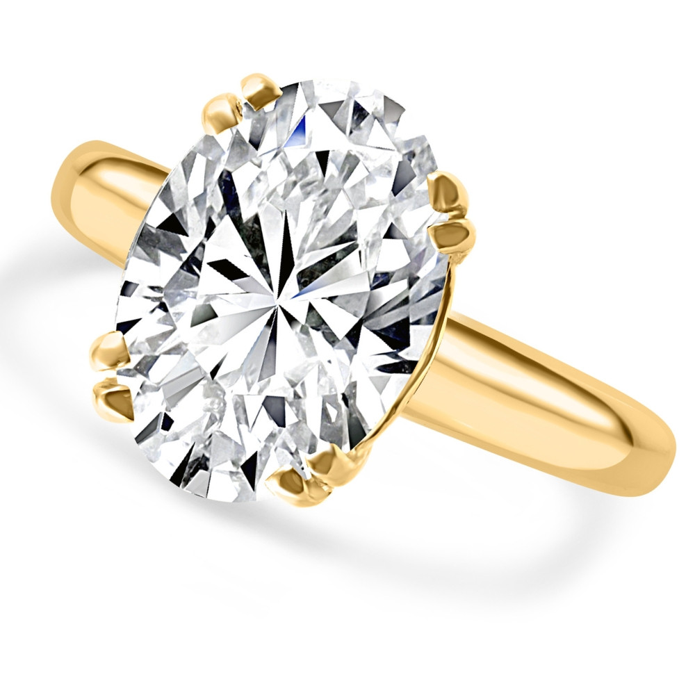 Certified 5Ct Oval 14k Yellow Gold Diamond Engagement Ring Lab Grown (H-I, VS)