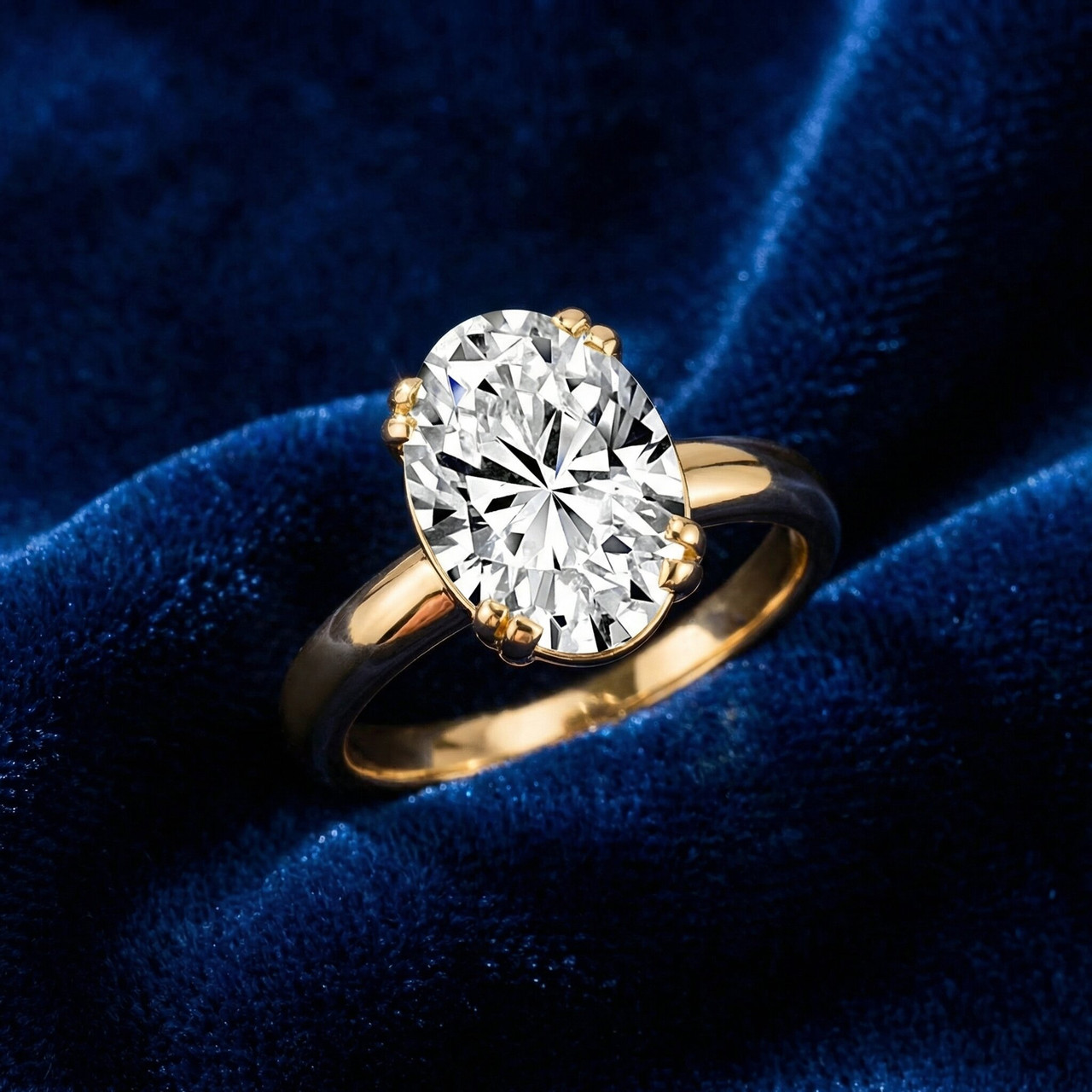 Certified 5Ct Oval 14k Yellow Gold Diamond Engagement Ring Lab Grown (H-I, VS)