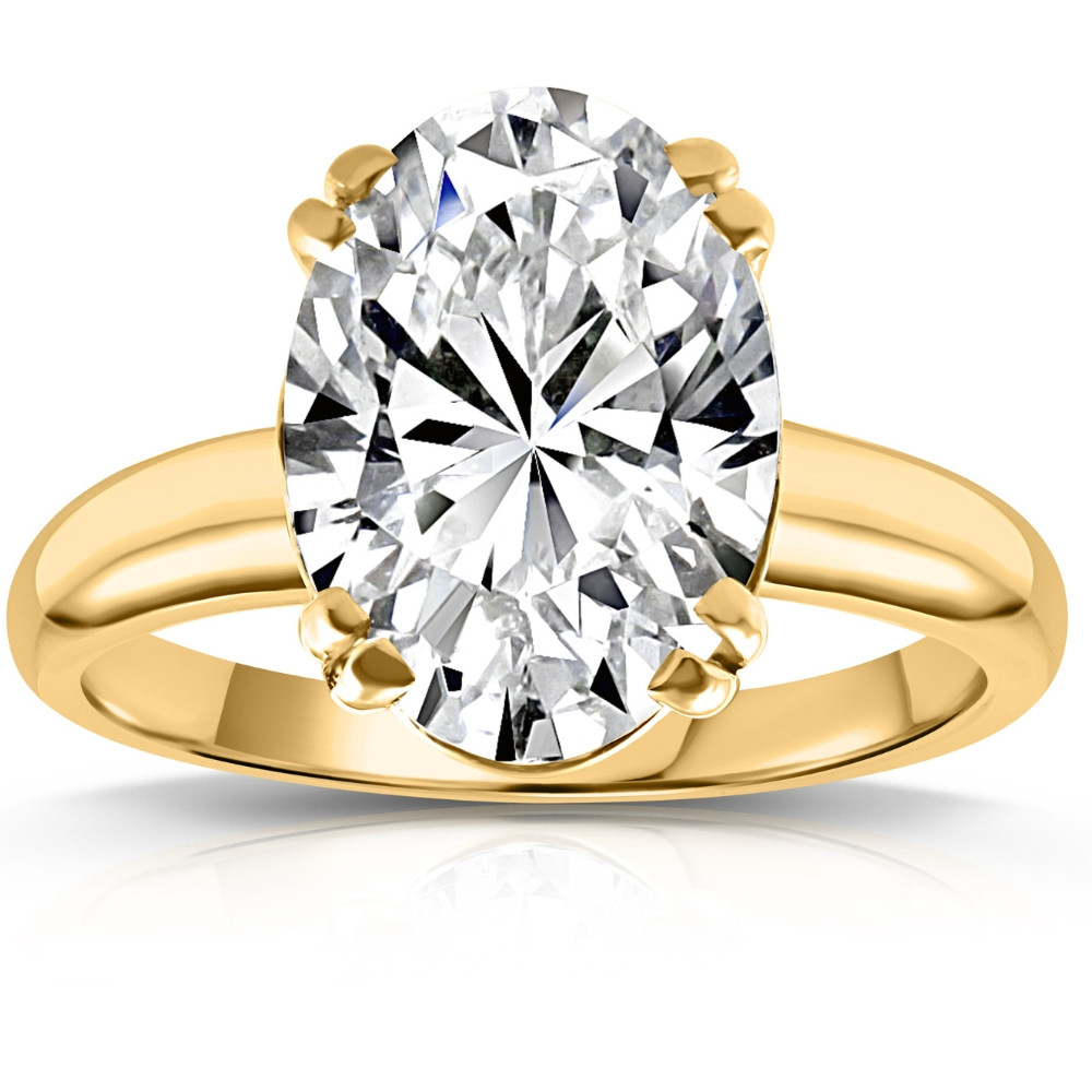 Certified 5Ct Oval 14k Yellow Gold Diamond Engagement Ring Lab Grown (G-H, VS)