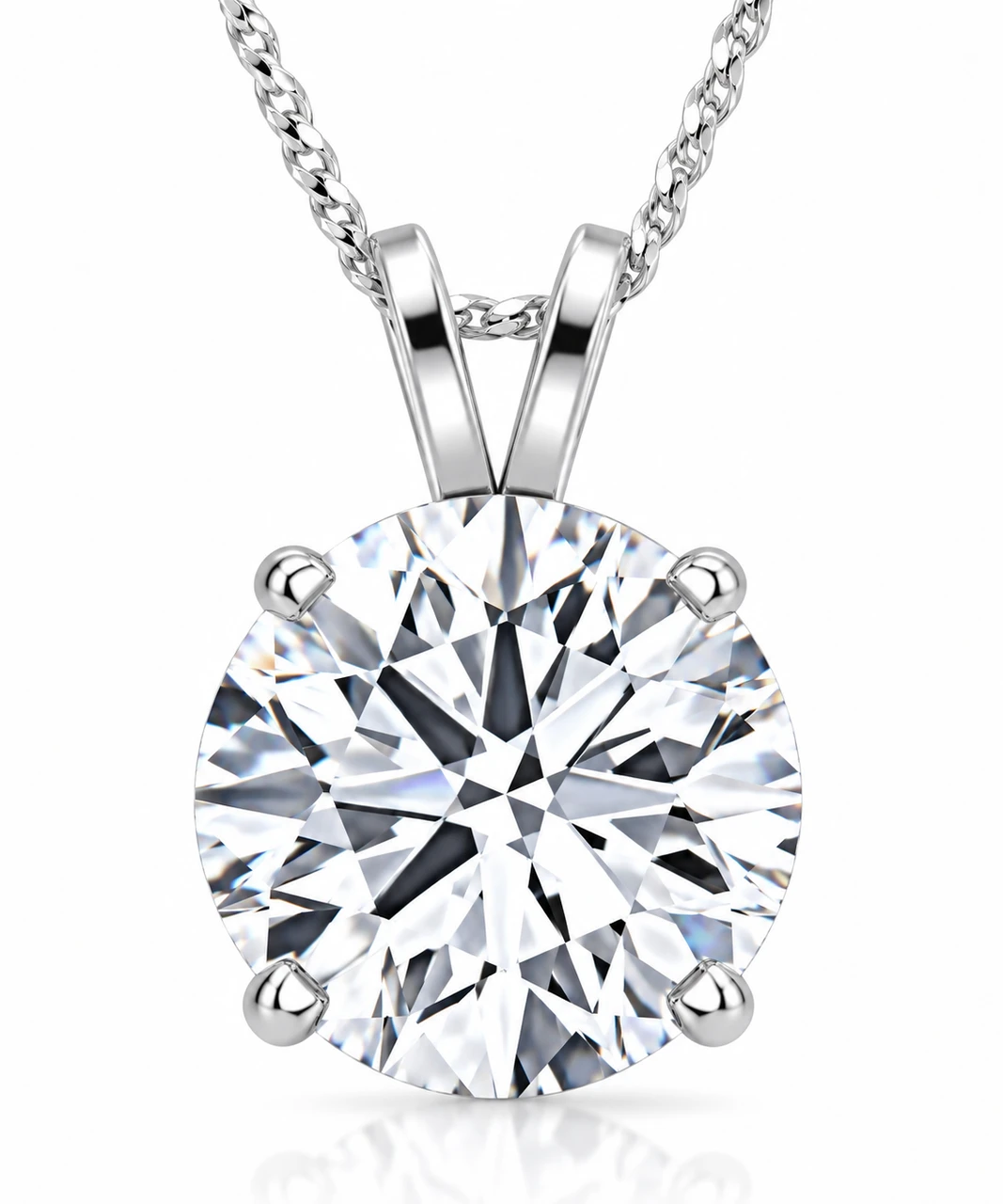 Certified 5Ct Round Solitaire Diamond Pendant White Gold Lab Grown Necklace (G-H, VS)