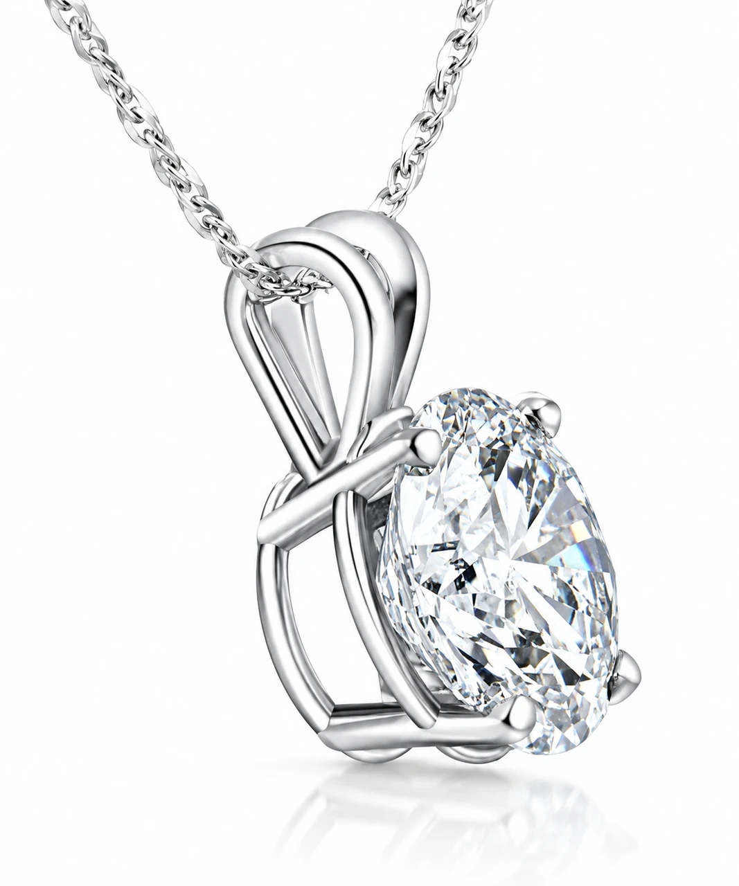 Certified 5Ct Round Solitaire Diamond Pendant White Gold Lab Grown Necklace (G-H, VS)