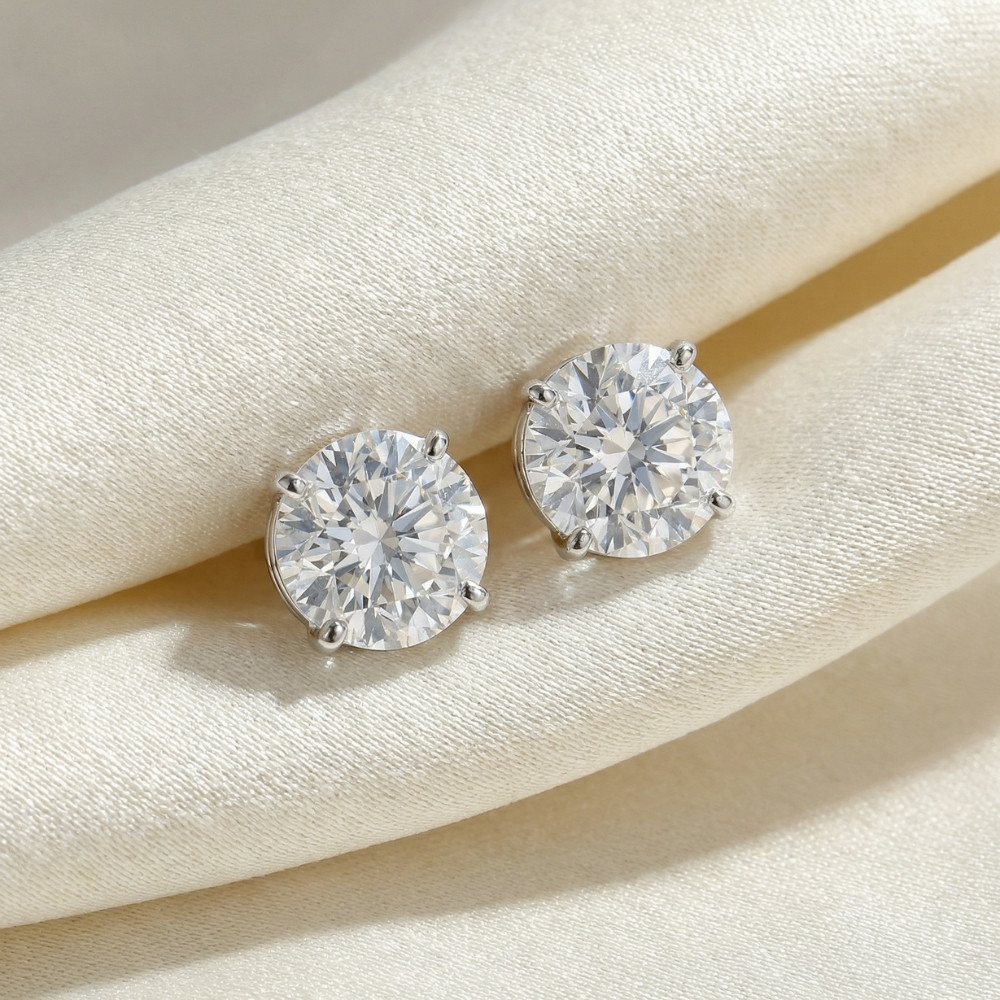 4.25Ct T.W. Round Cut 14k White Diamond Studs Lab Grown Women's Earrings (I-J, SI)