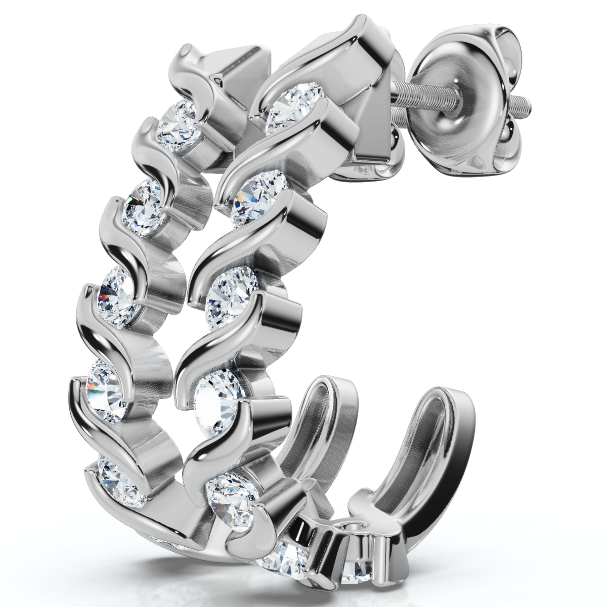 3/8ct Diamond Hoop Earrings 14K White Gold (G-H, I1)