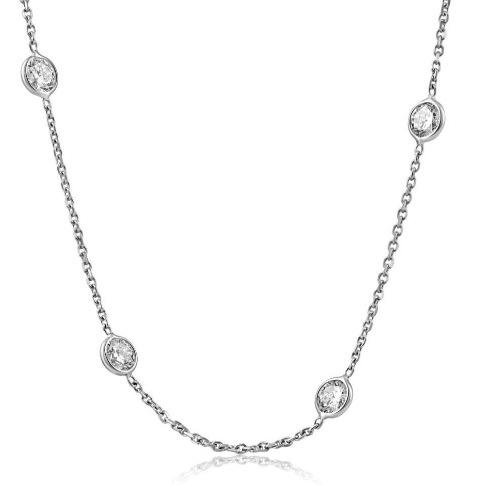 4Ct Diamonds By The Yard Necklace 14K White Gold Lab Grown Station Pendant (E-F, VS)