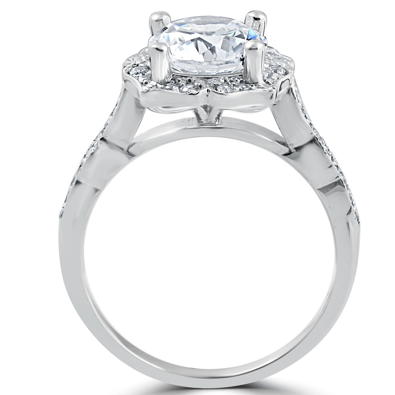 2.25 Ct. Princess Cut Vine Halo Lab Lab Diamond Ring In 14K White Gold