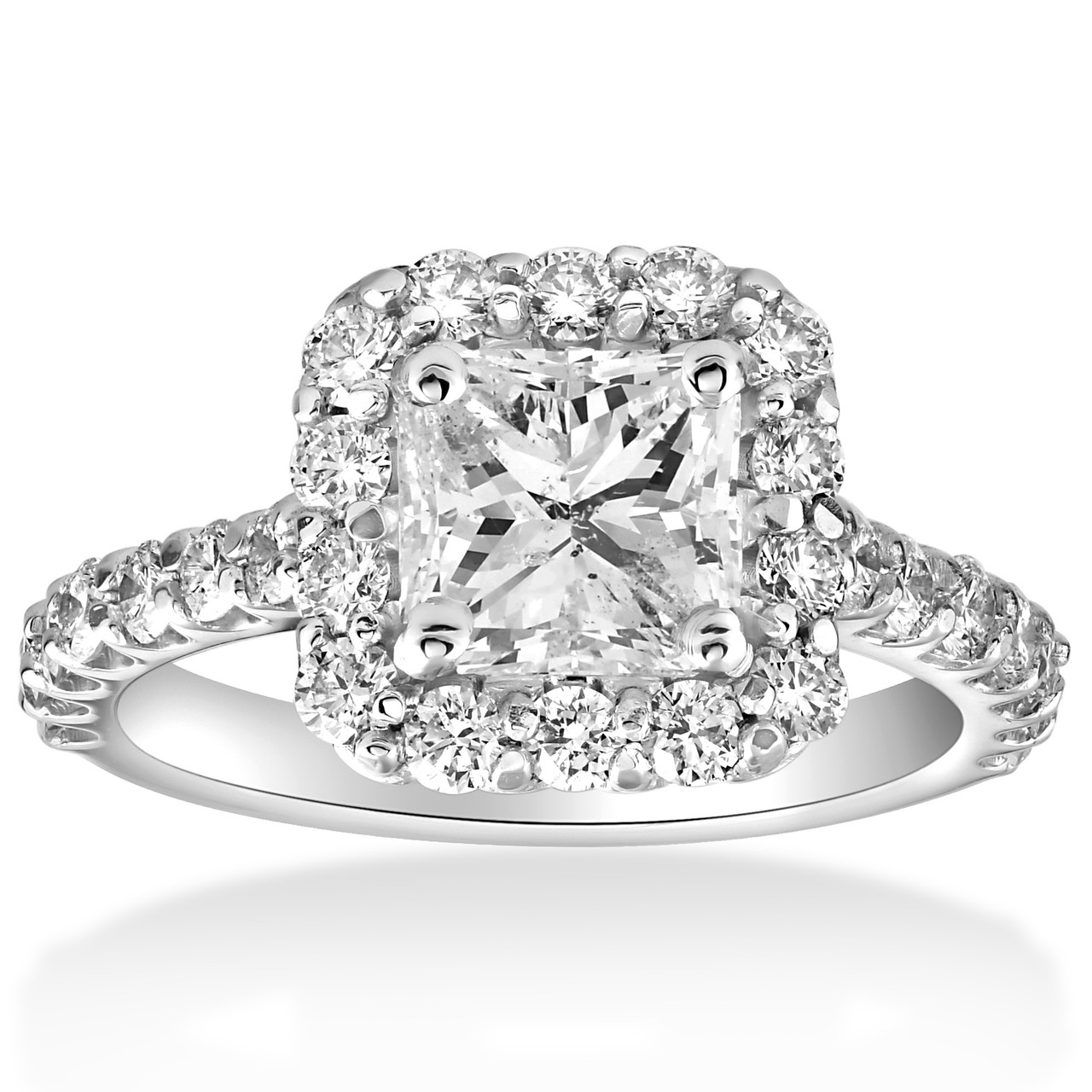 Modern Cushion Halo Diamond Ring - Plante Jewelers