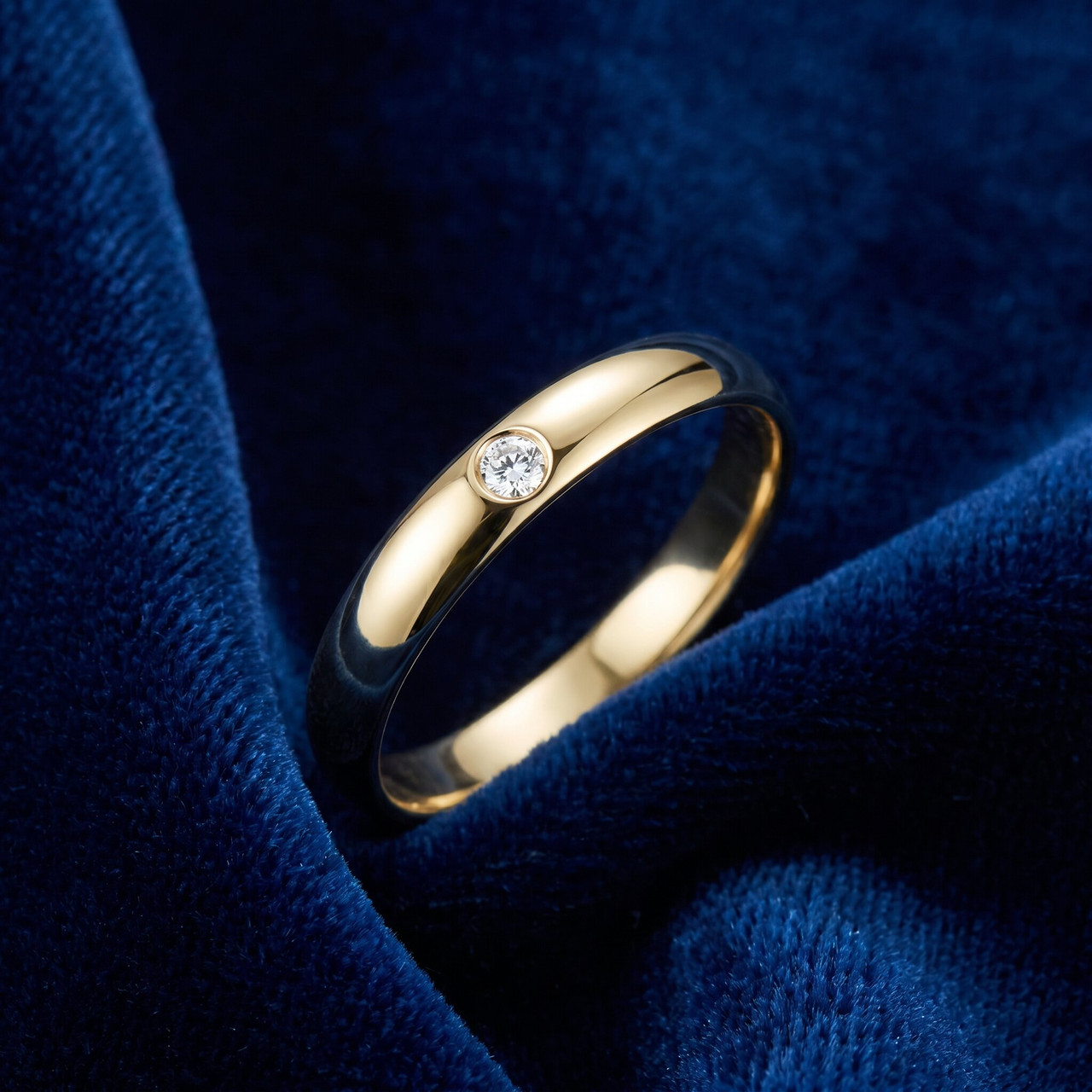 3mm Wide High Polished Dome Wedding Band Solid 14K Yellow Gold Ring
