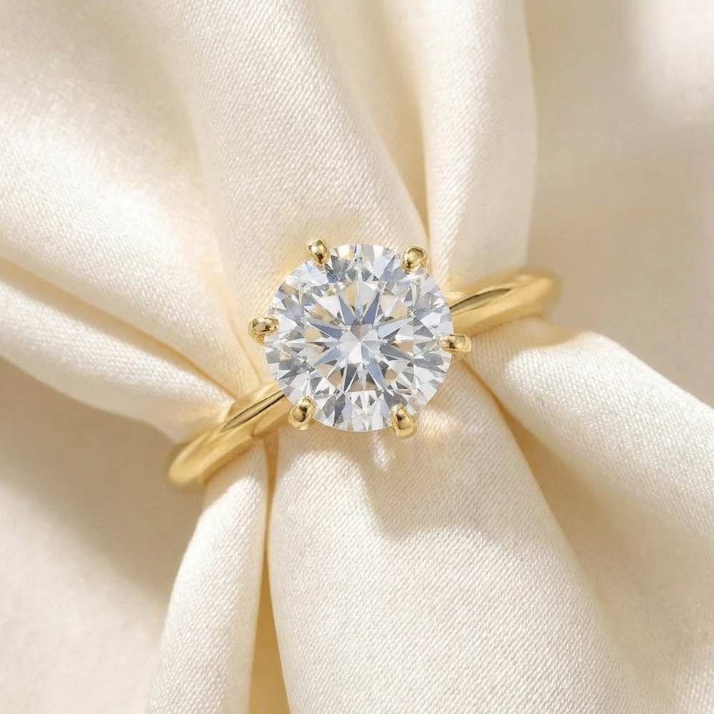 Certified 3Ct Diamond Solitaire Yellow Gold Engagement Ring Lab Grown (G-H, VS2-SI1)