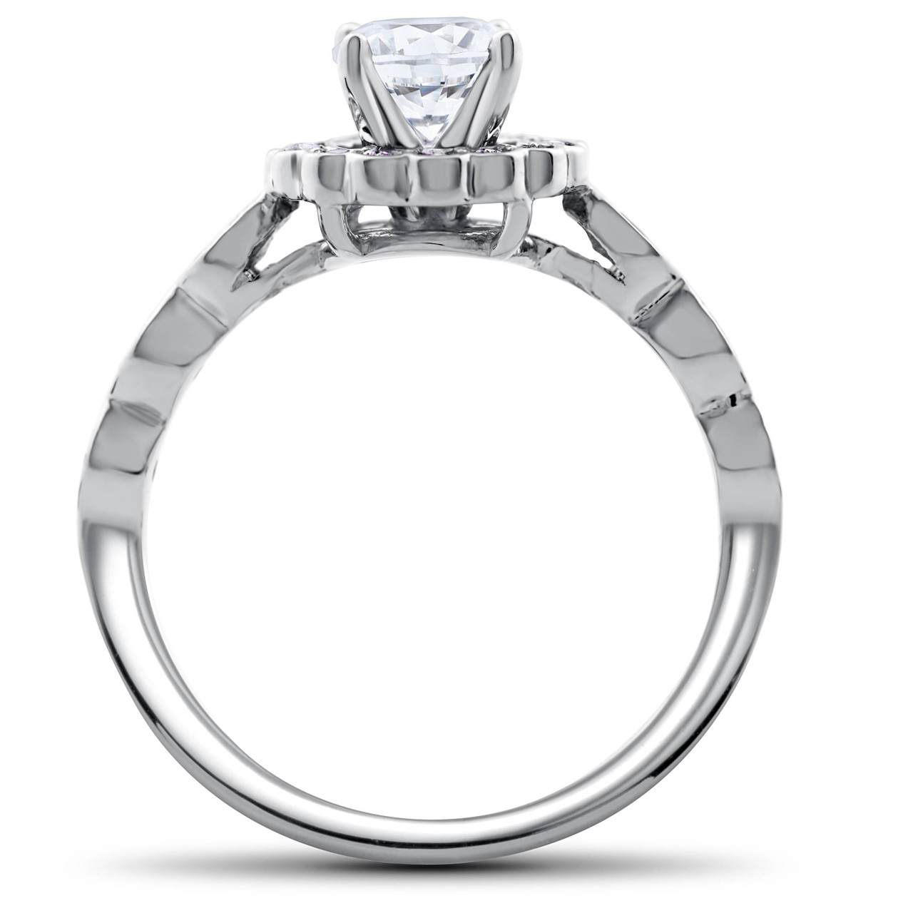 1 Cttw Vintage Halo Diamond Engagement Ring Set 14K White Gold Lab Grown (D-E, VS) 1 Cttw Vintage Halo Diamond Engagement Ring Set 14K White Gold Lab Grown (D-E, VS)