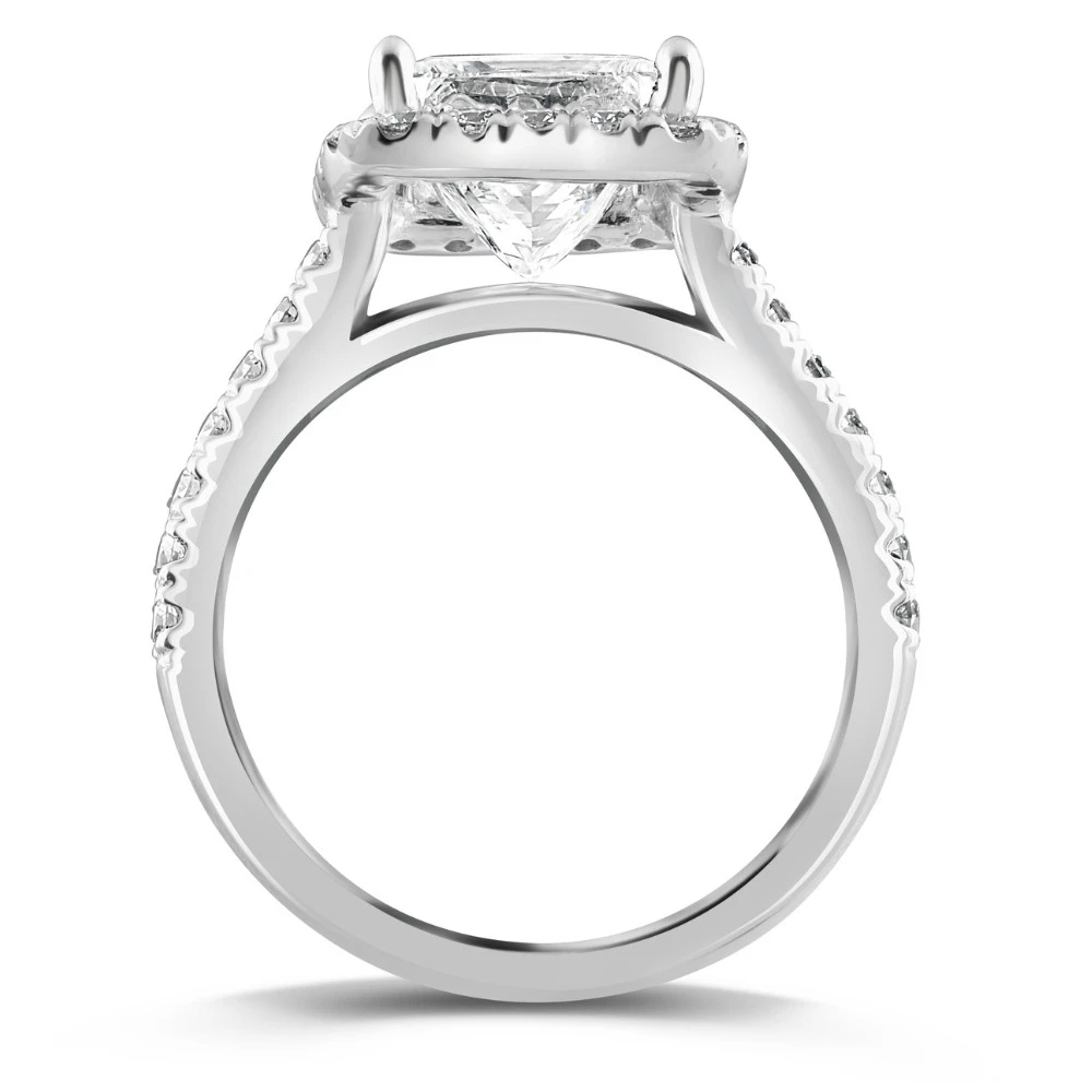 Certified 3.80Ct Princess Cut Halo Diamond Engagement Ring 14k White Gold (G-H, VS2-SI1)