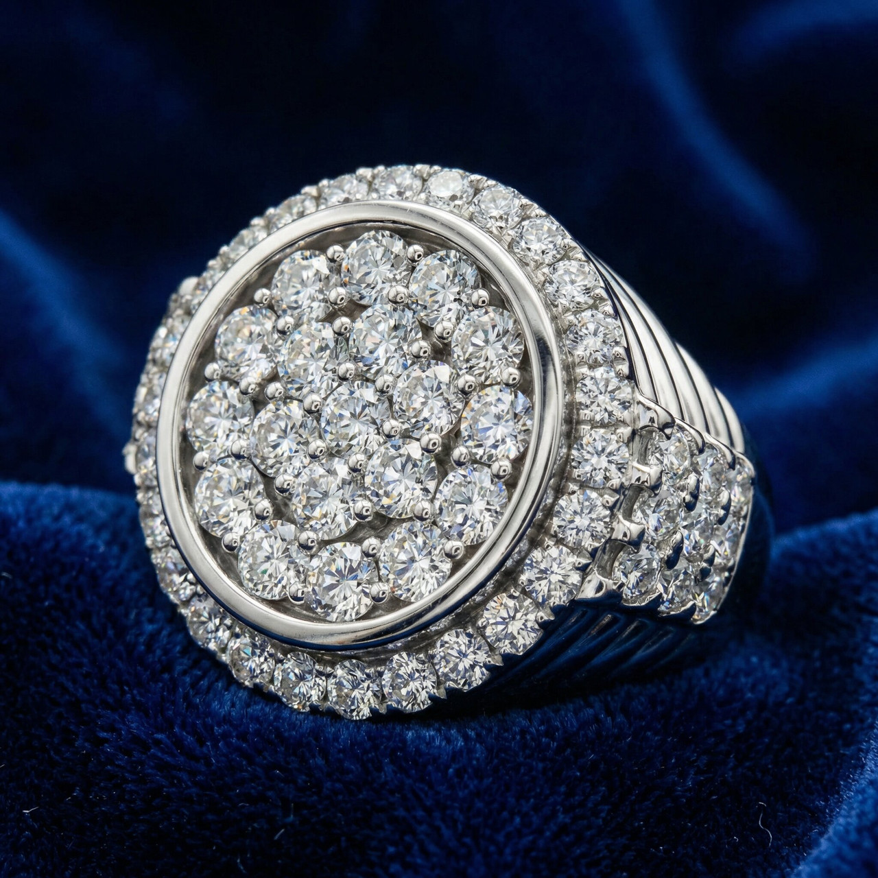 3Ct Diamond Ring Mens Round Flashy Polished Wedding Band in White or Yellow Gold (G-H, I1)