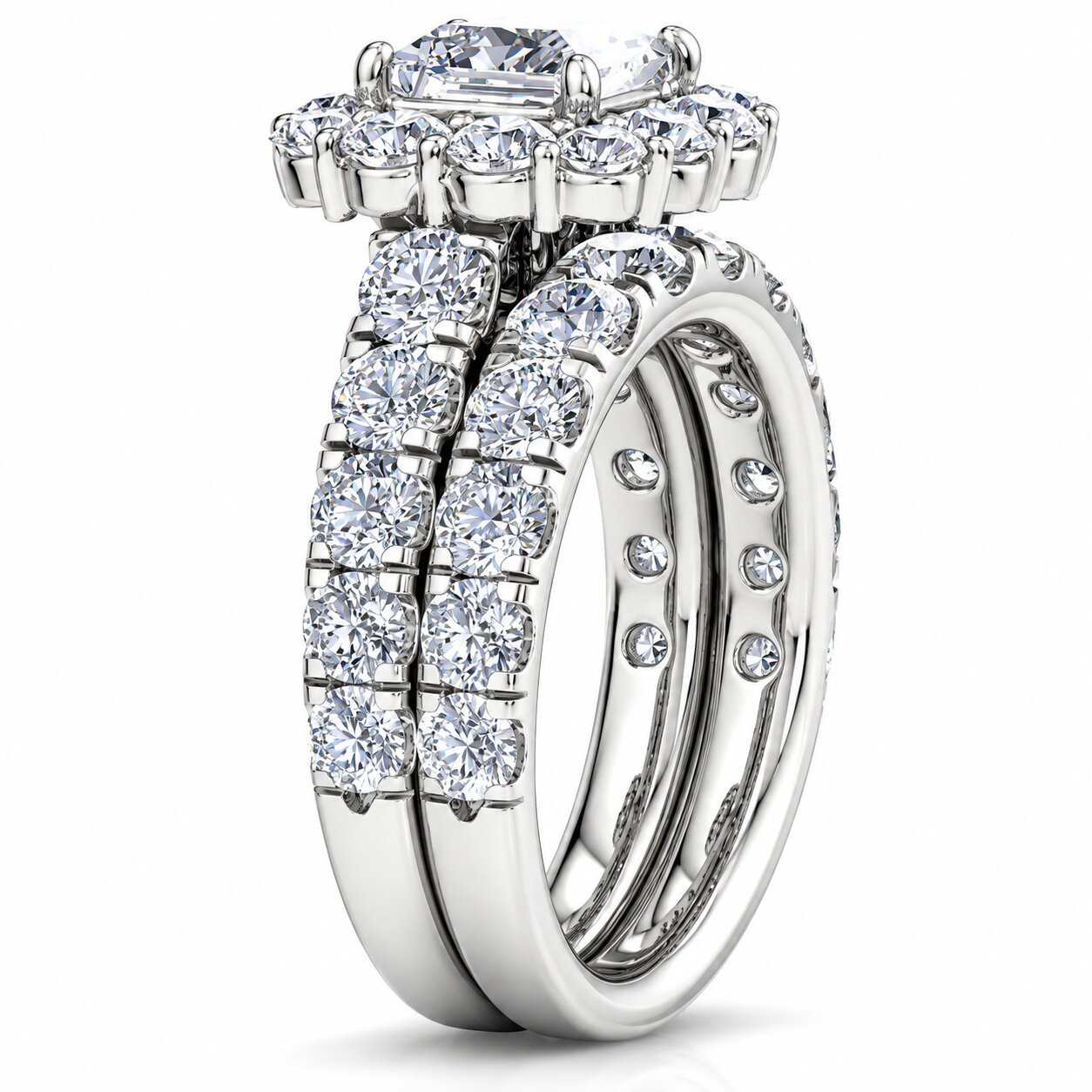 5Ct Princess Cut Diamond Engagement Matching Wedding Ring Set 10k Gold Lab Grown (F-G, VS2-SI1)