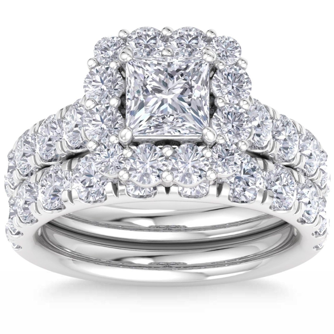 一番人気物 5Ct Princess Cut Diamond Engagement Matching Wedding Ring ブースター・導入液