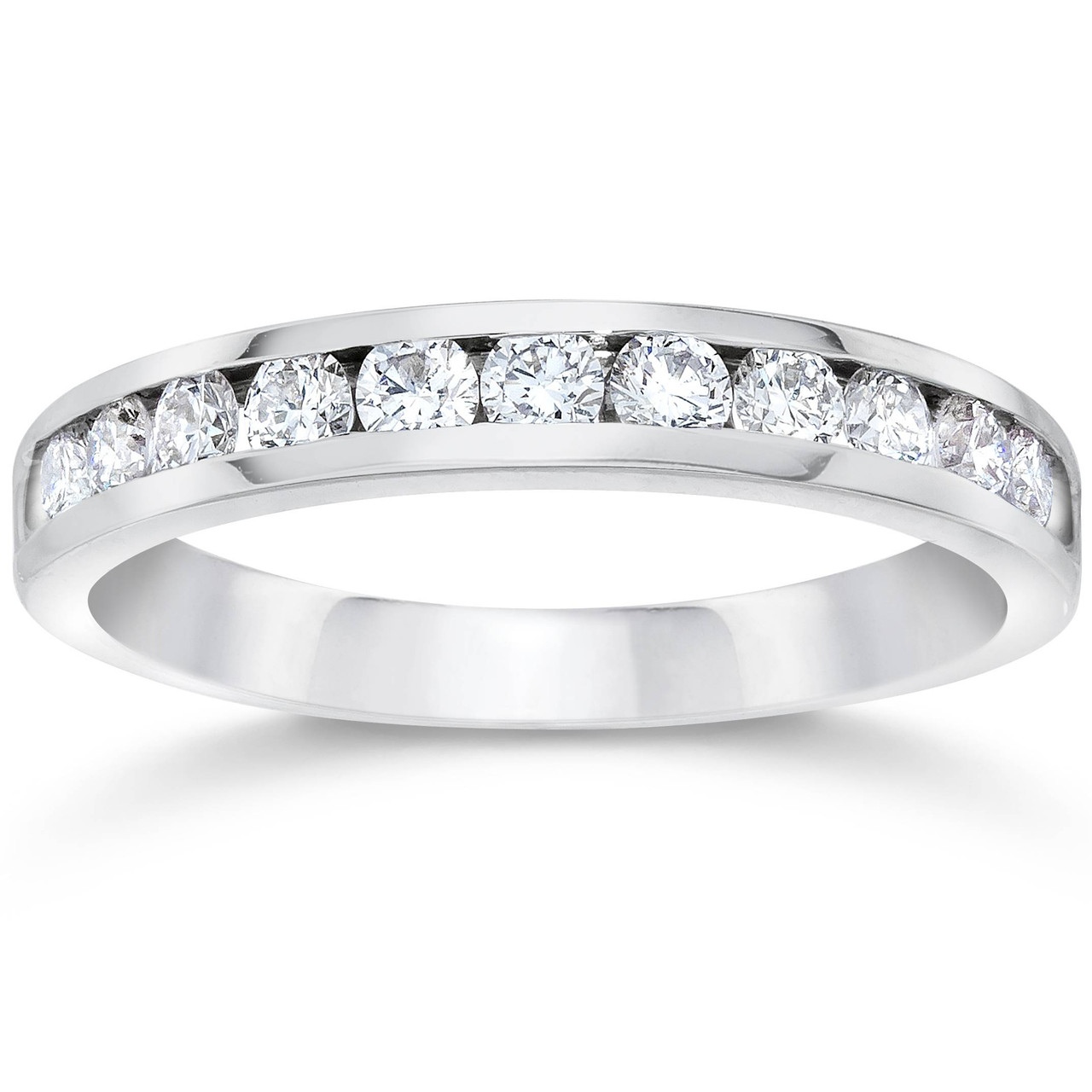 14K White Gold Woman's Engagement Ring with Channel Set