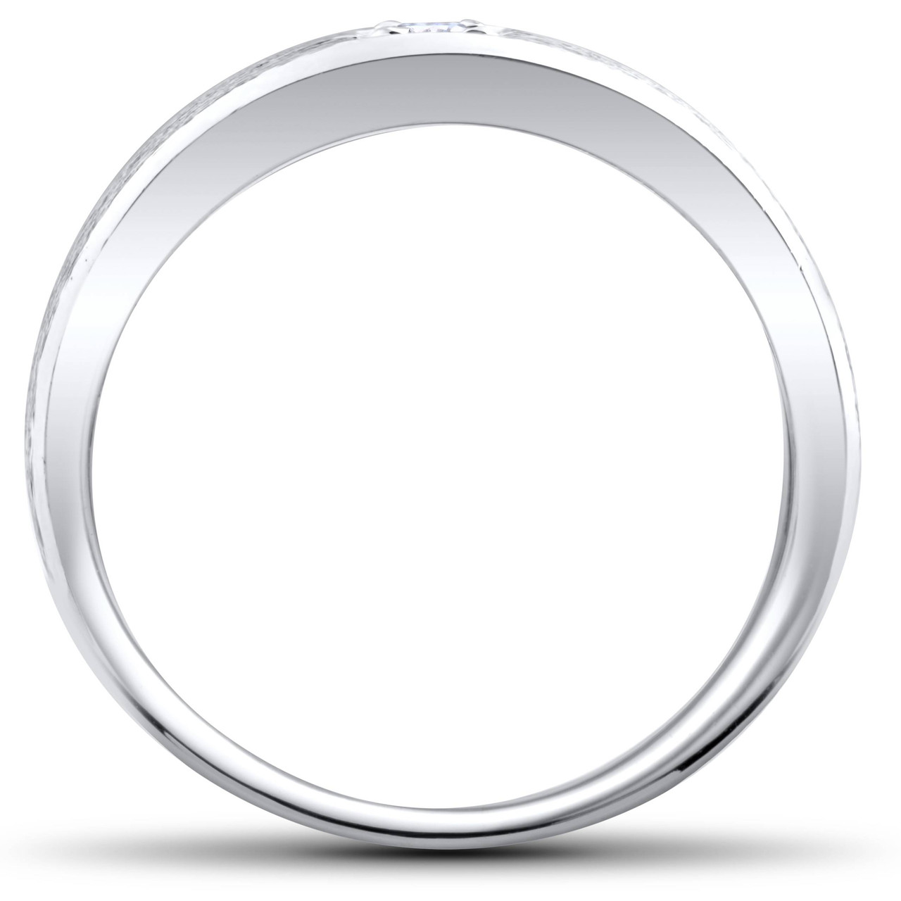 Mens White Gold Solitaire Brushed Diamond Wedding Ring (G-H, SI)