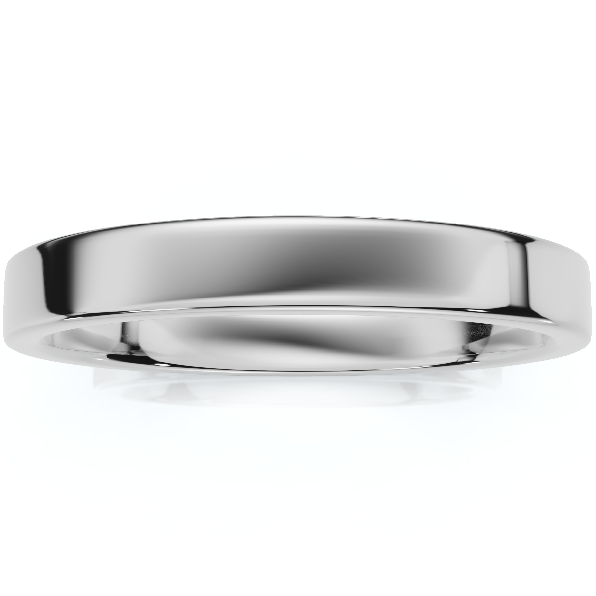 3mm Flat High Polished Wedding Band 10K White Gold