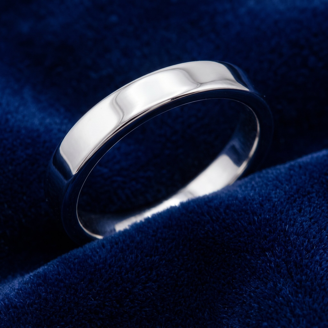 3mm Flat High Polished Wedding Band 10K White Gold