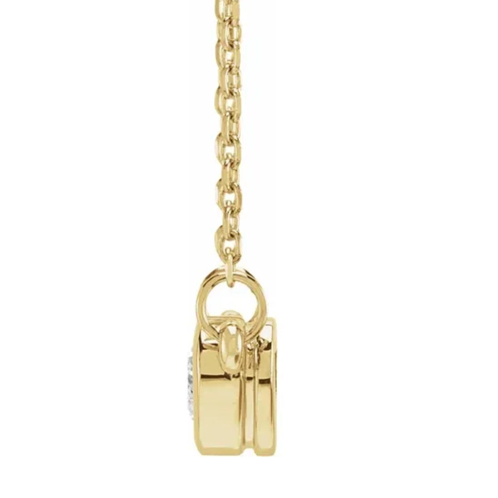 3/8ct Bezel Solitaire Heart Shape Diamond 14K Yellow Gold Lab Grown Necklace (G-H, VS)