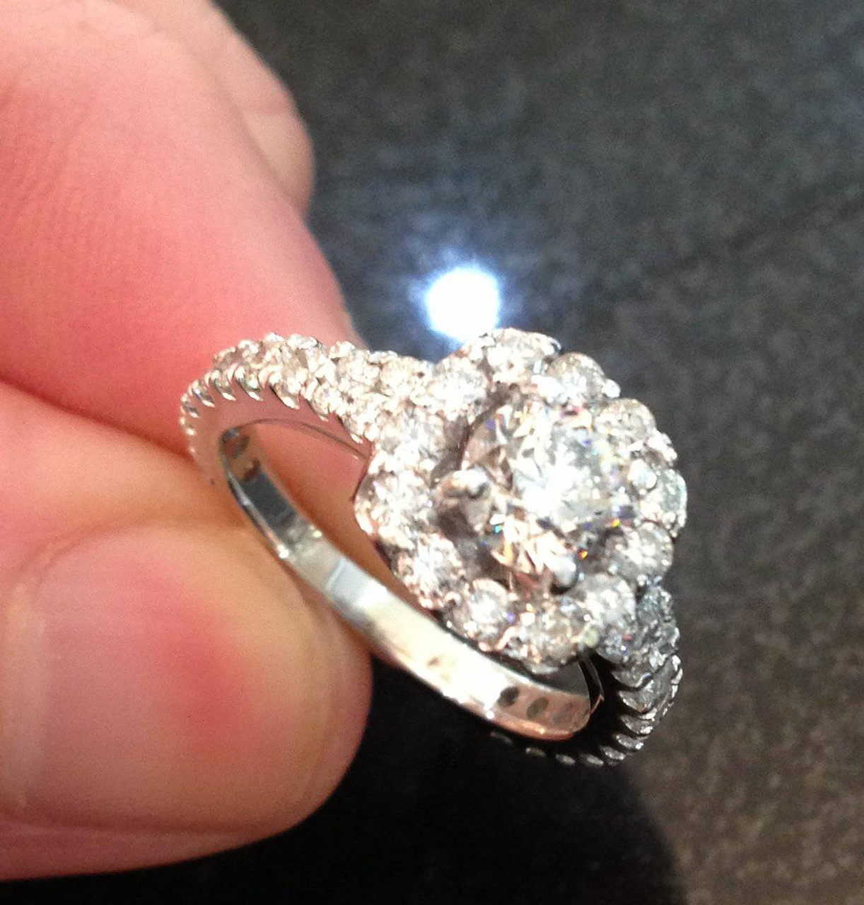 1 1 2ct Cushion Halo Diamond Engagement Ring 14k White Gold Round