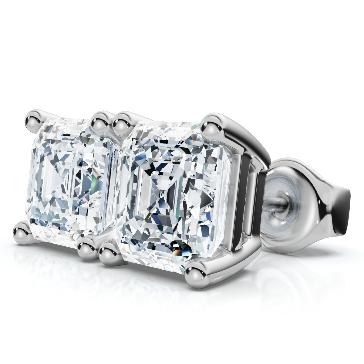 2.04Ct Asscher Cut Diamond Studs 14k White Gold Lab Grown Earrings (H-I, VS)