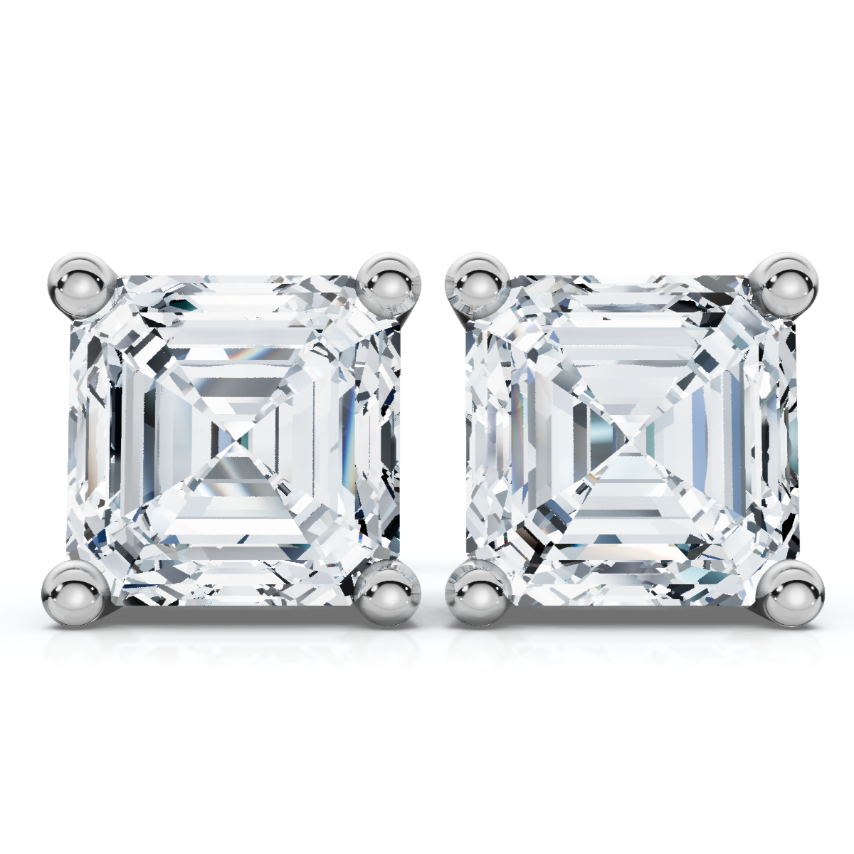 2.04Ct Asscher Cut Diamond Studs 14k White Gold Lab Grown Earrings (H-I, VS)