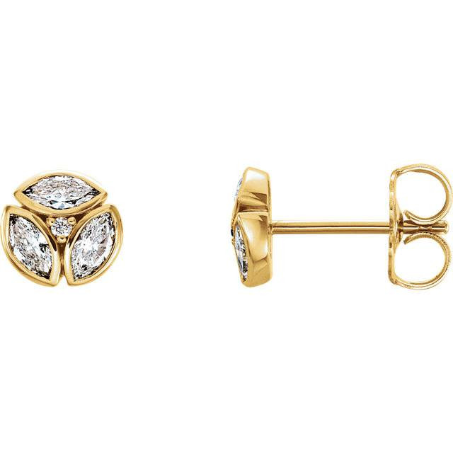 1/2cttw Marquise Diamond Cluster Studs 14k Yellow Gold (G-H, SI)