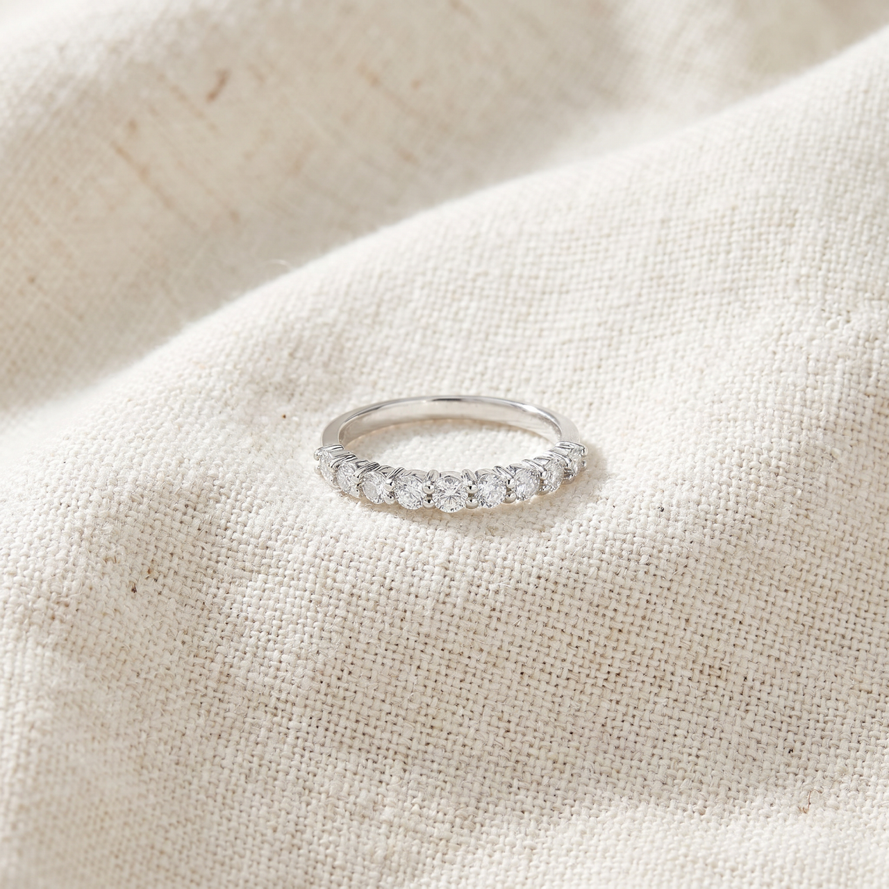 1/2ct Diamond Wedding Ring Half Eternity Wedding Band 14K White Gold (I-J, I2-I3)