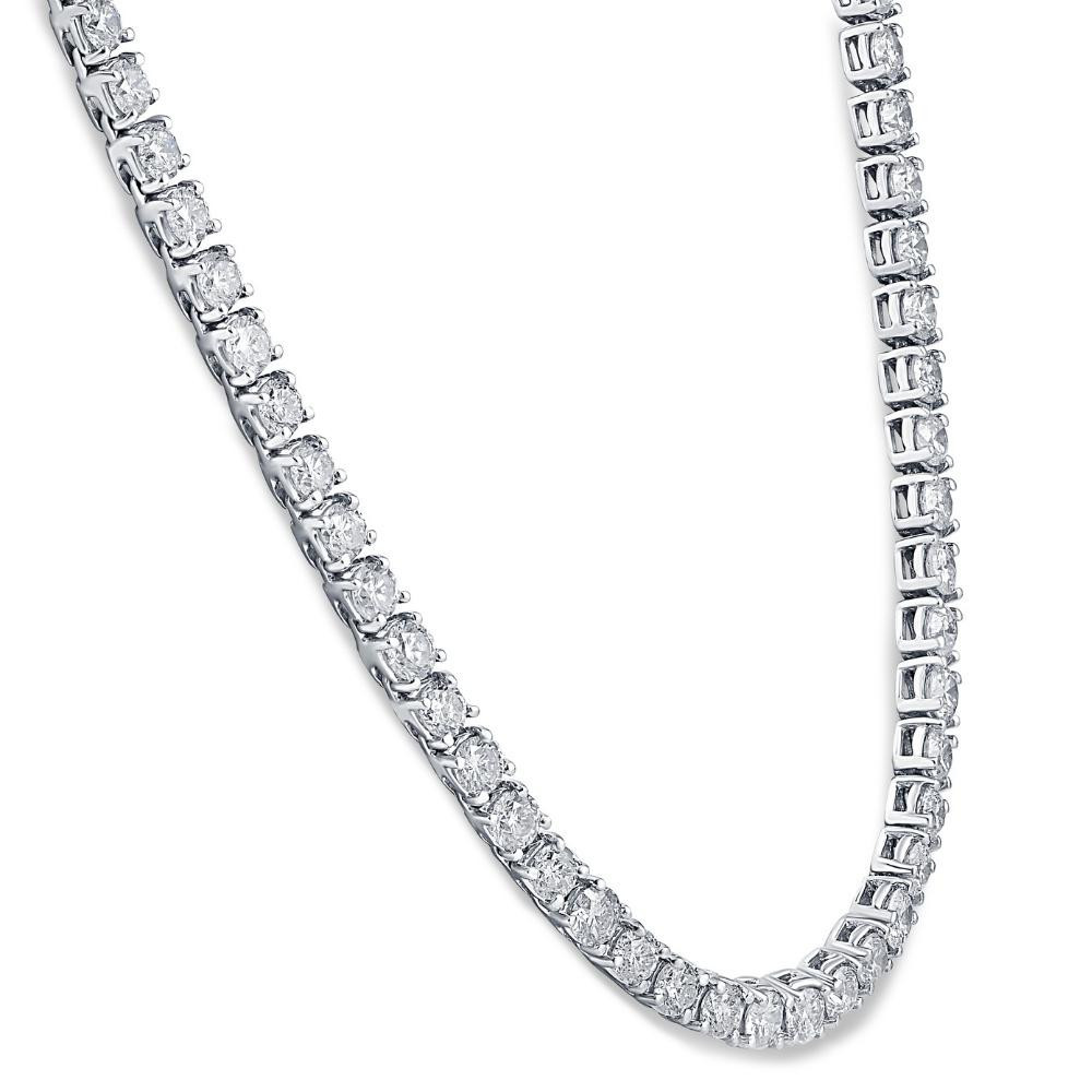 8Ct TW Natural Diamond Tennis Necklace 14K White Gold 18