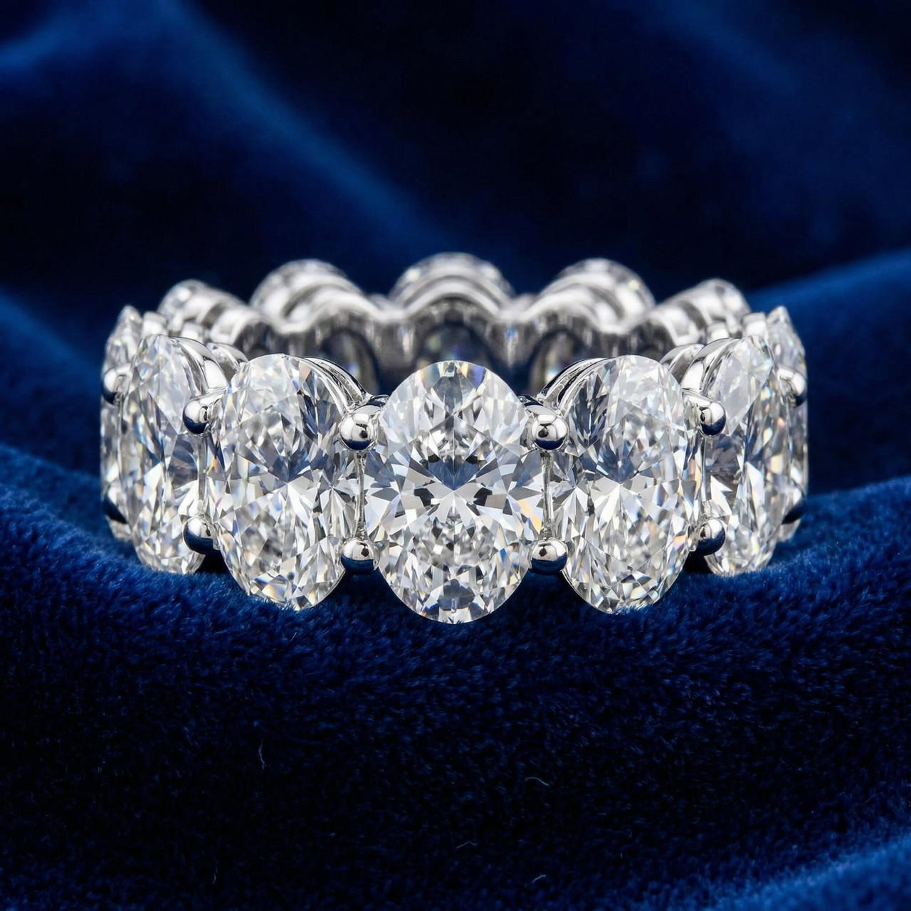 12.50Ct Oval Moissanite Eternity Wedding Anniversary Women's Ring 14k Gold