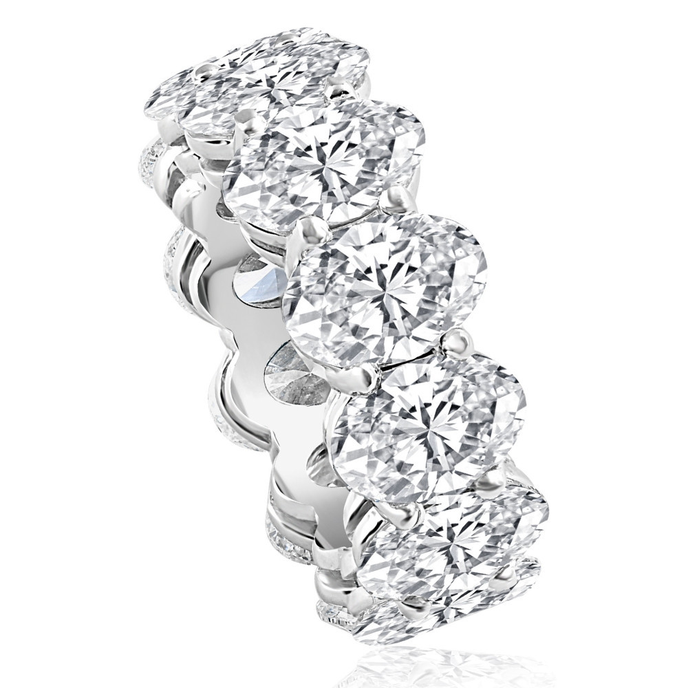 12.50Ct Oval Moissanite Eternity Ring 14k Gold