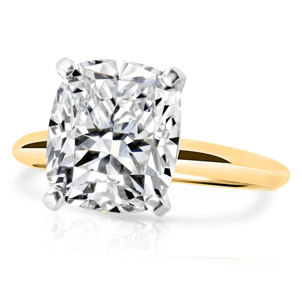 5Ct 14k Two Tone Certified Lab Grown Cushion Diamond Engagement Ring (F-G, VS)
