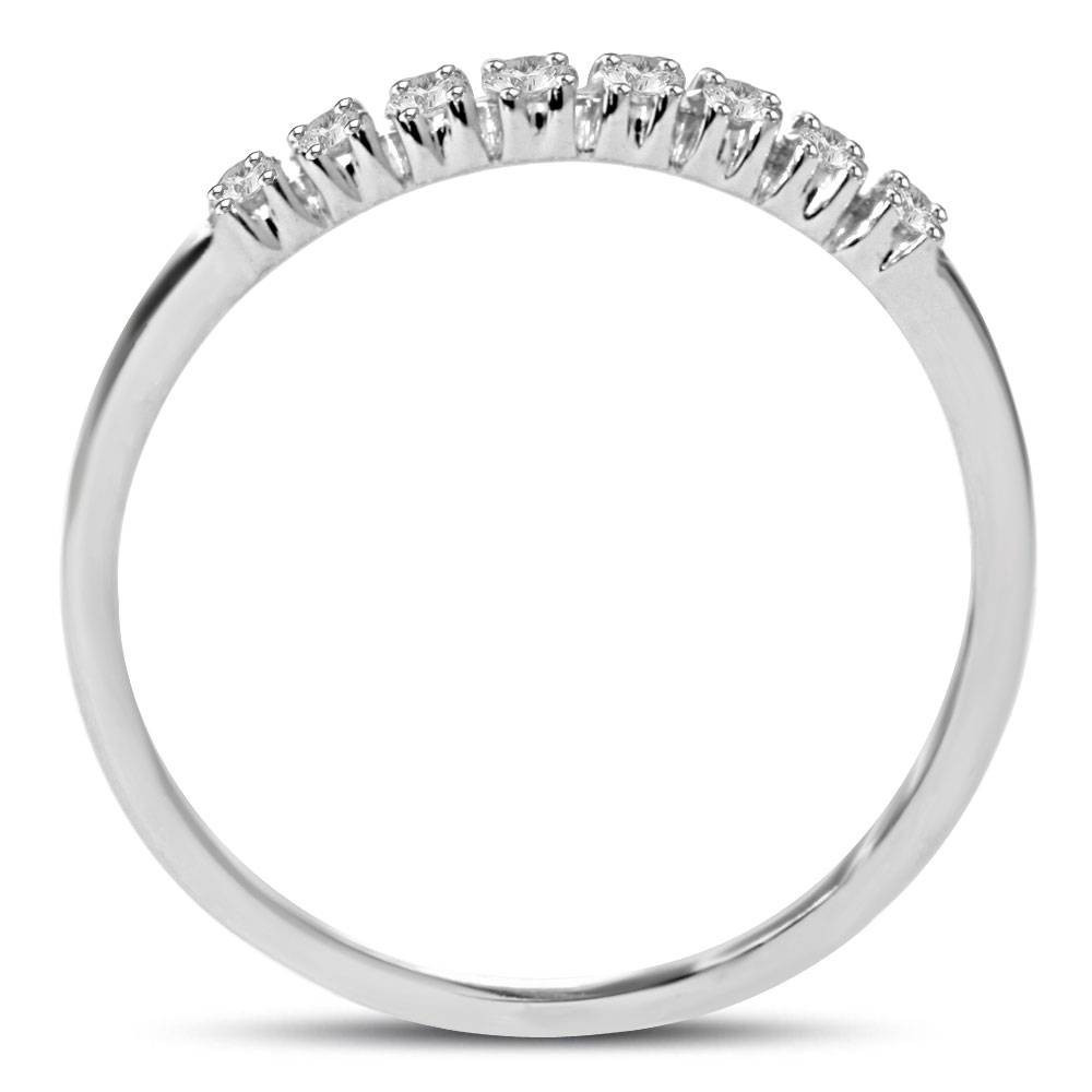 Eight Stone Diamond Wedding Stackable Guard Band Ring 14K White Gold (G-H, I2-I3)