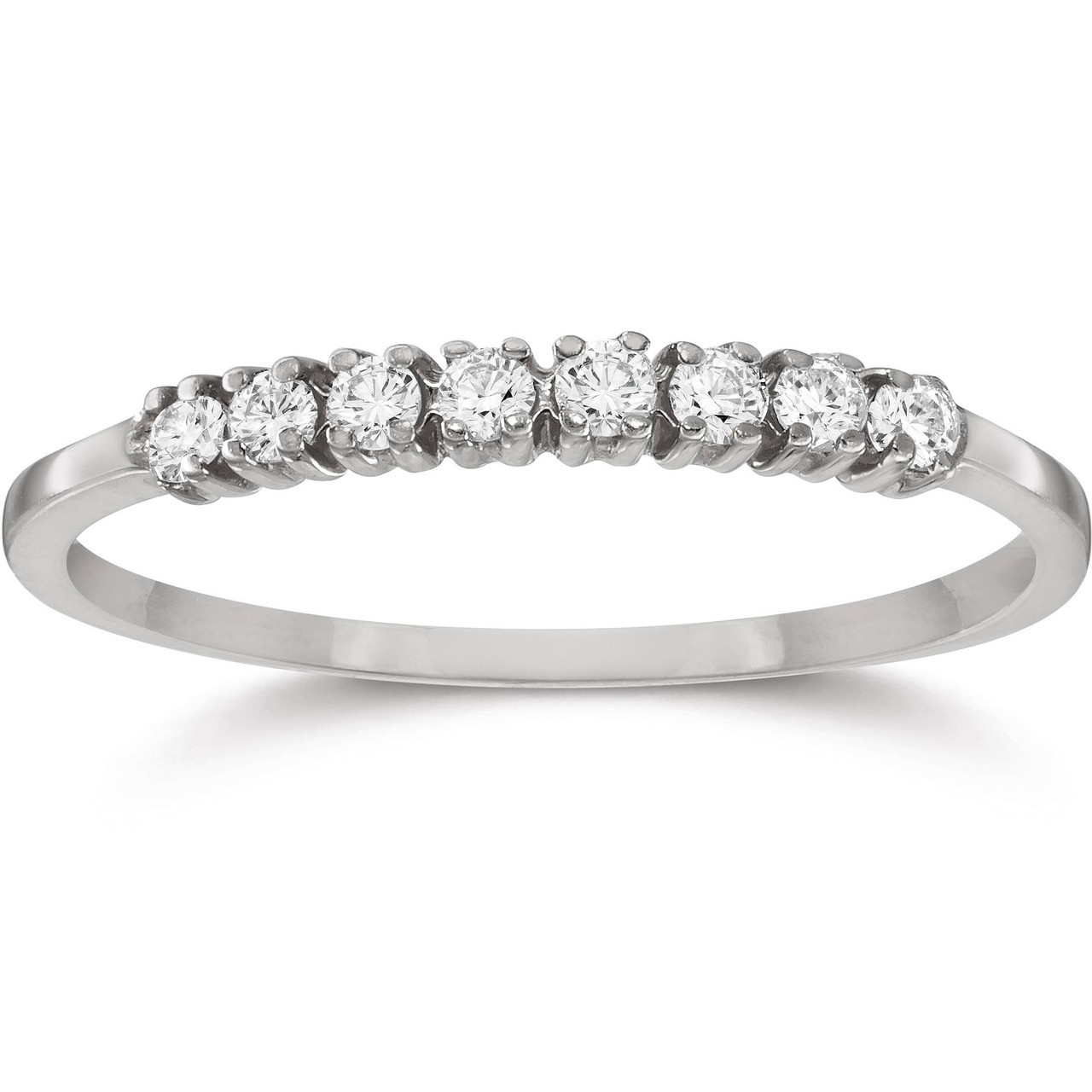 Eight Stone Diamond Wedding Stackable Guard Band Ring 14K White Gold (G-H, I2-I3)