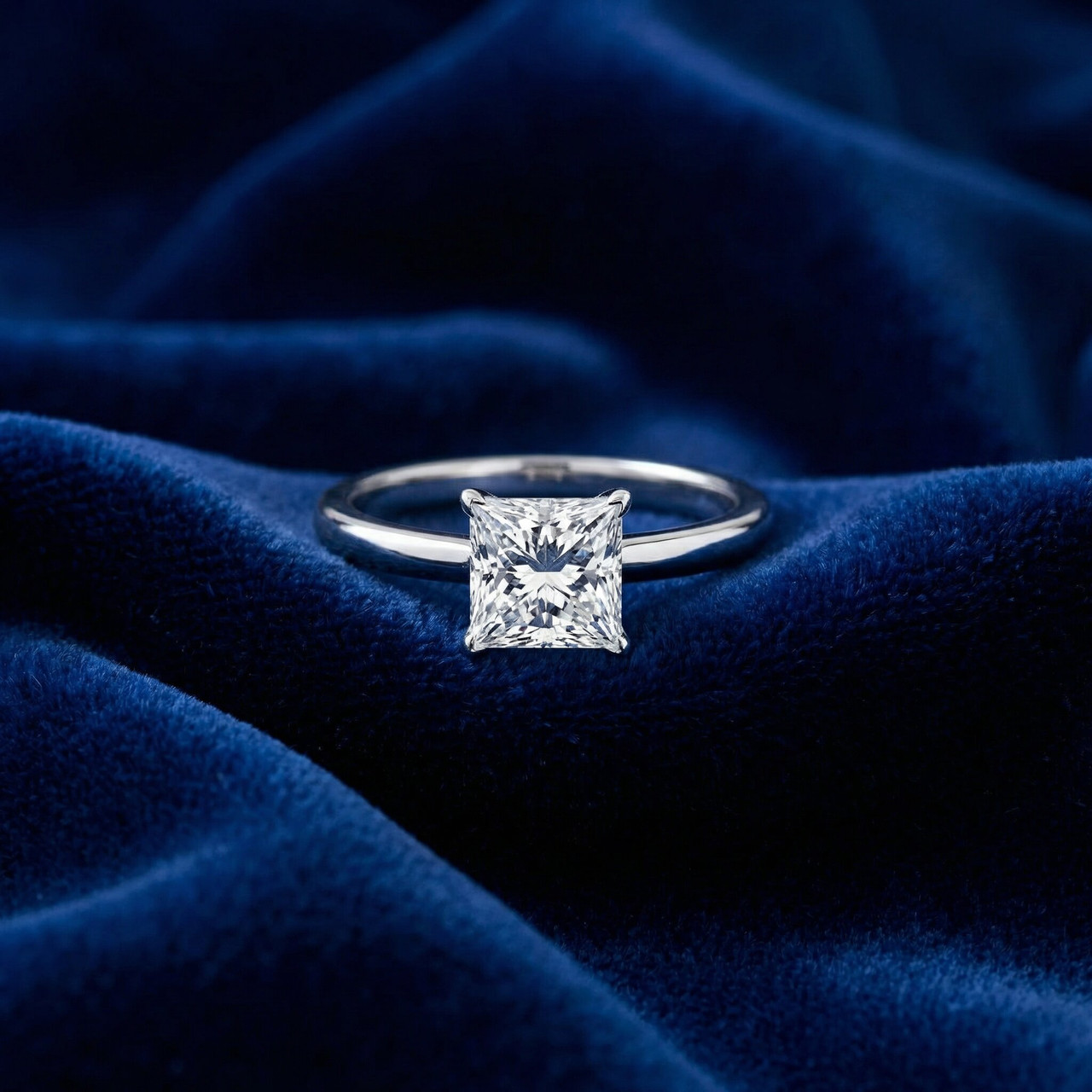 3Ct Certified Princess Cut Solitaire Diamond Engagement Ring 14k Gold Lab Grown (G-H, VS2-SI1)