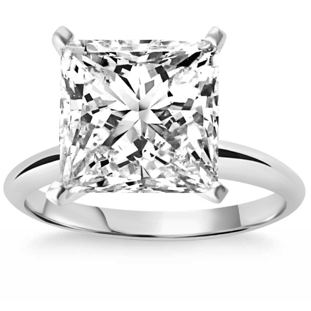 3Ct Certified Princess Cut Solitaire Diamond Engagement Ring 14k Gold Lab Grown (G-H, VS2-SI1)