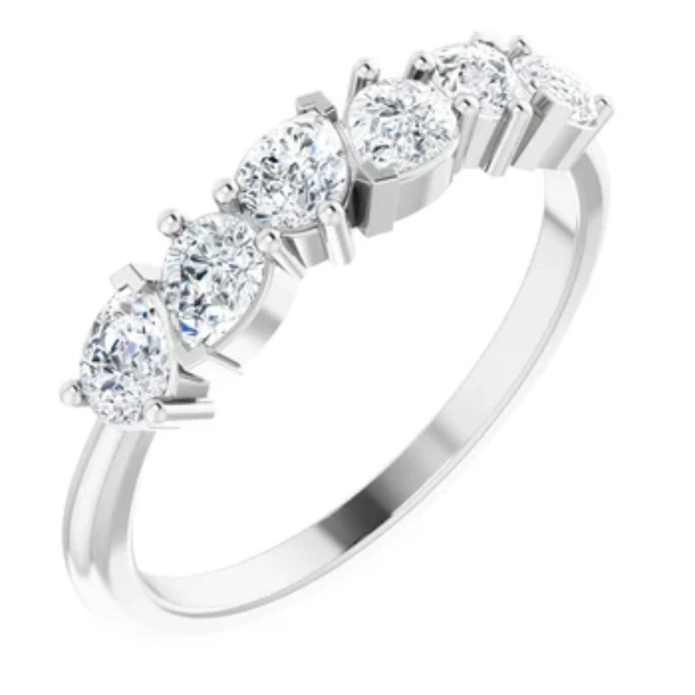 1 1/3CtPear Shaped Diamond Anniversary Band 14k Gold Lab Grown (G-H, VS2-SI1)