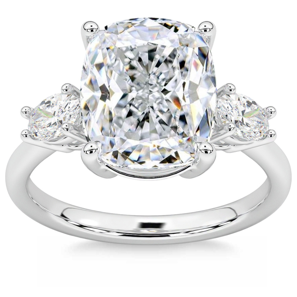 Certified 6Ct Cushion Cut 3-Stone Diamond Engagement Ring 14k Gold Lab Grown (G-H, VS)