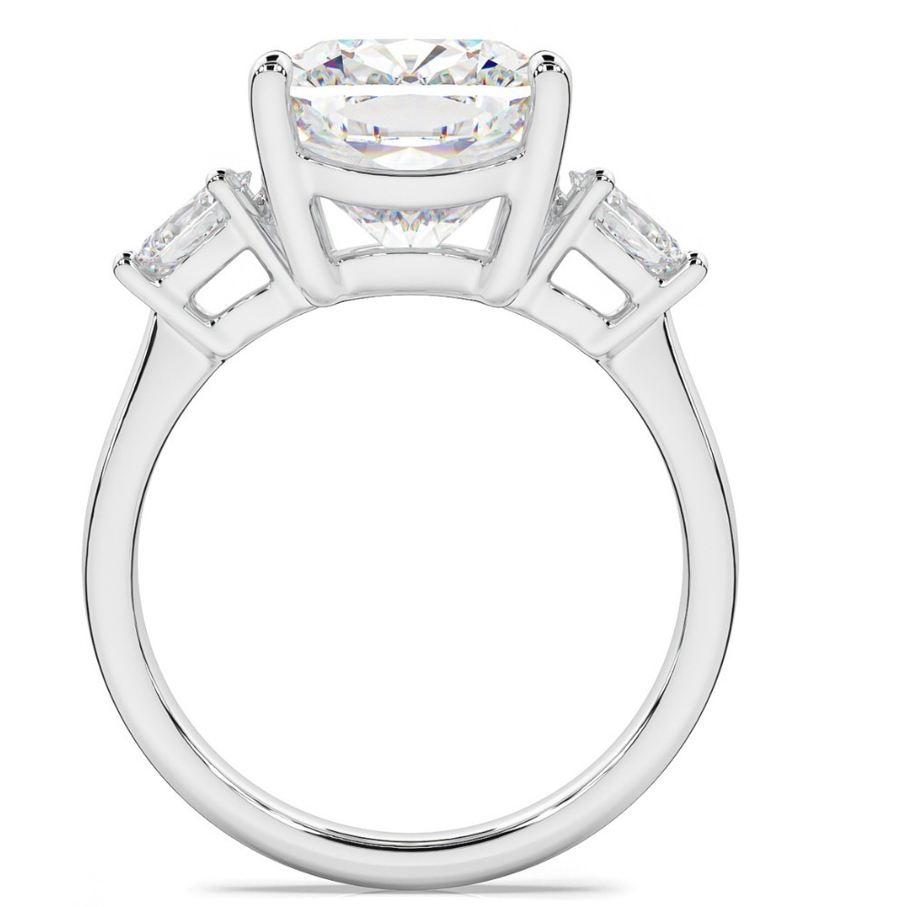 6 Carat Cushion Cut Prasiolite & Zircon Sterling Silver Ring For Women - August Birthstone, Split Shank - View #4